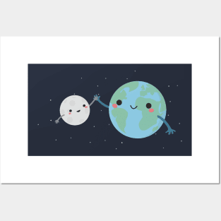 Cute Earth and Moon T-Shirt Posters and Art